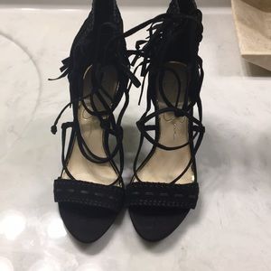 Jessica Simpson black heels with fringe